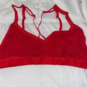 Aerie red velvet cheetah print wireless bra